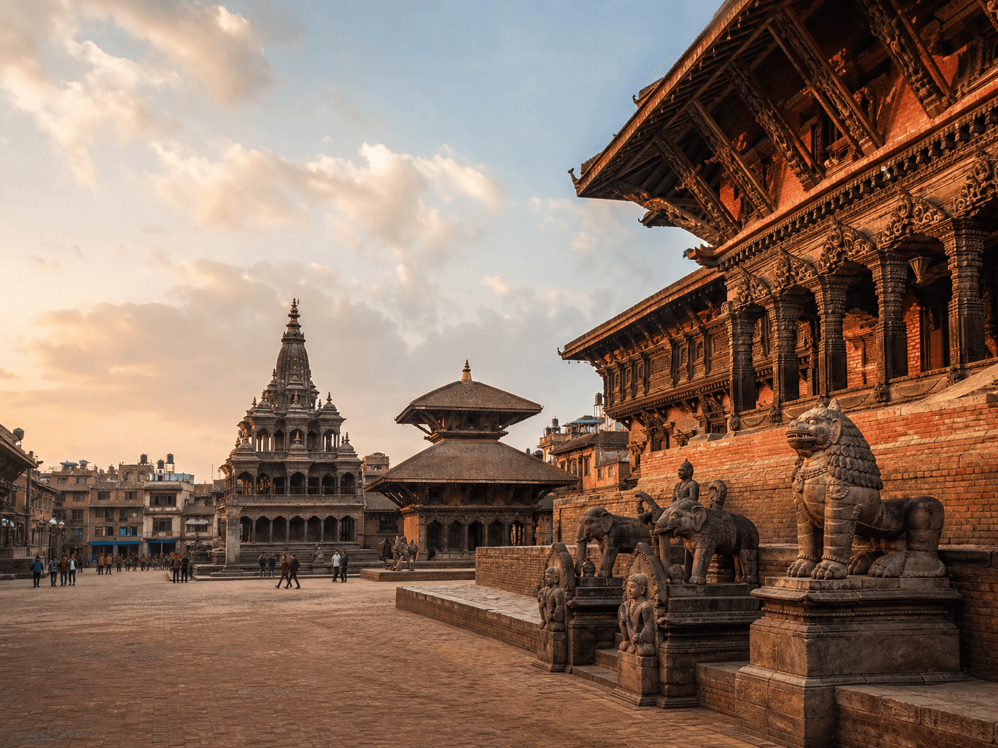 Traditional architecture and public square in Bhaktapur